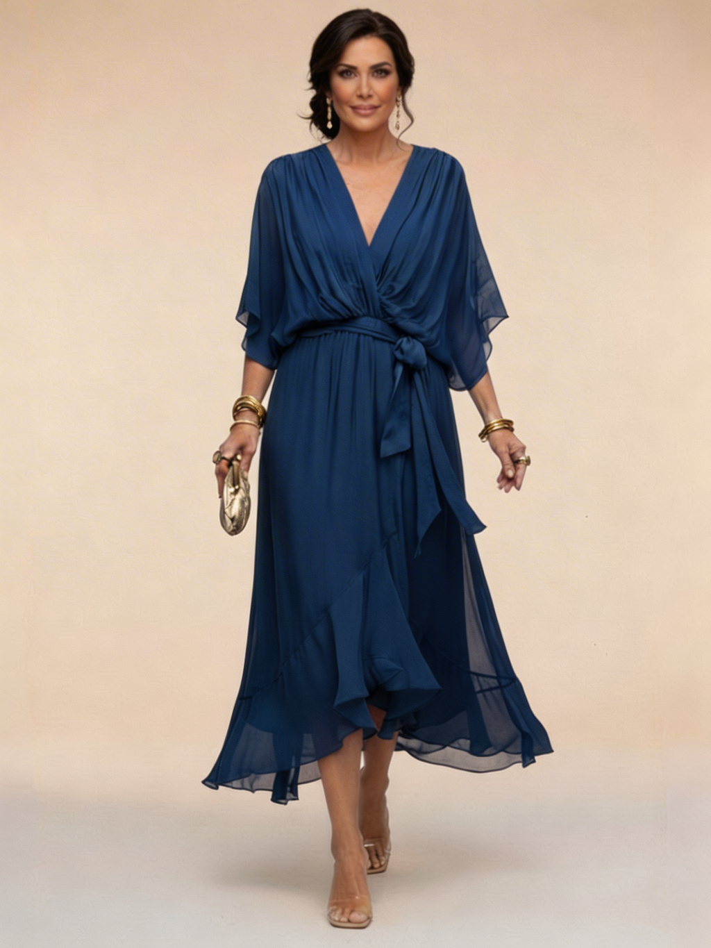 Marta™ | Vestido de chiffon con escote en V