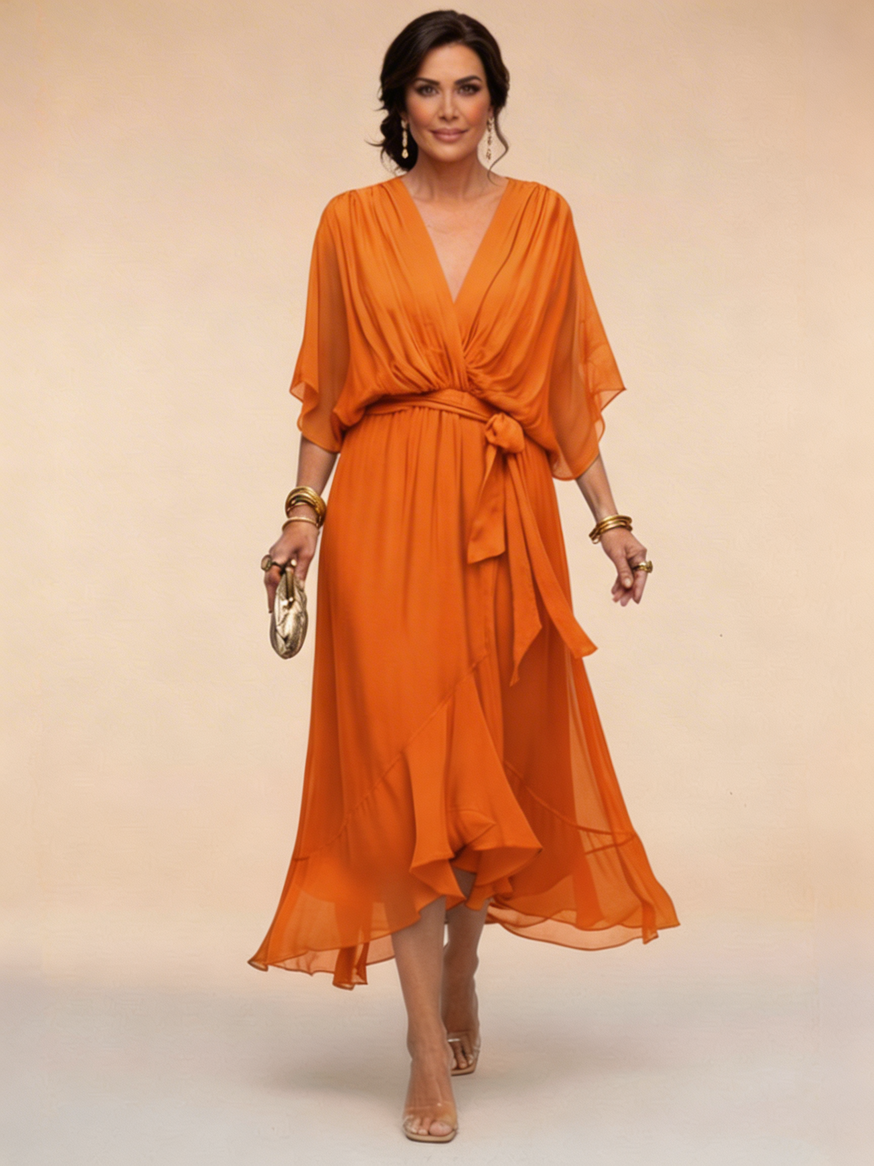 Marta™ | Vestido de chiffon con escote en V