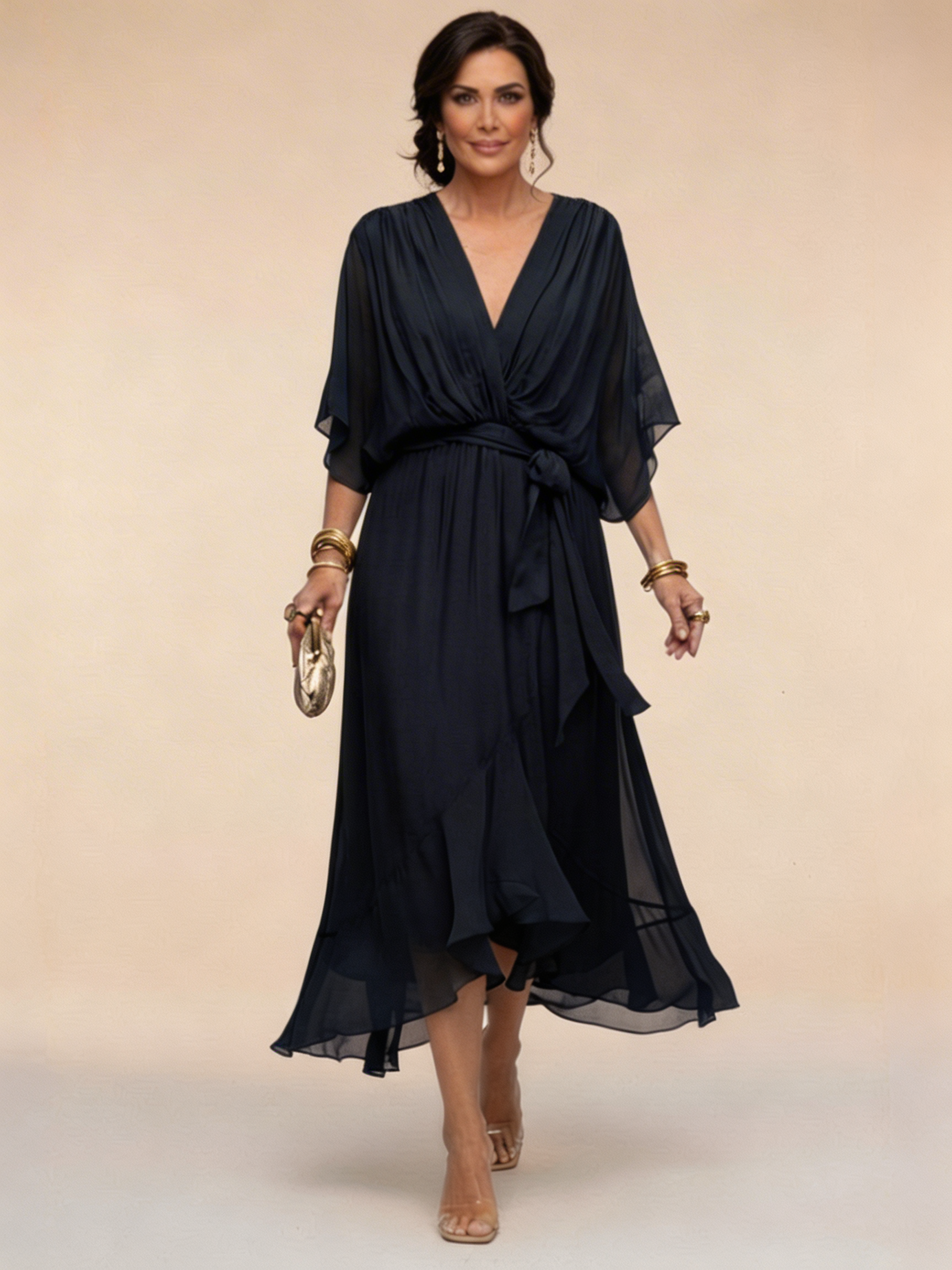 Marta™ | Vestido de chiffon con escote en V