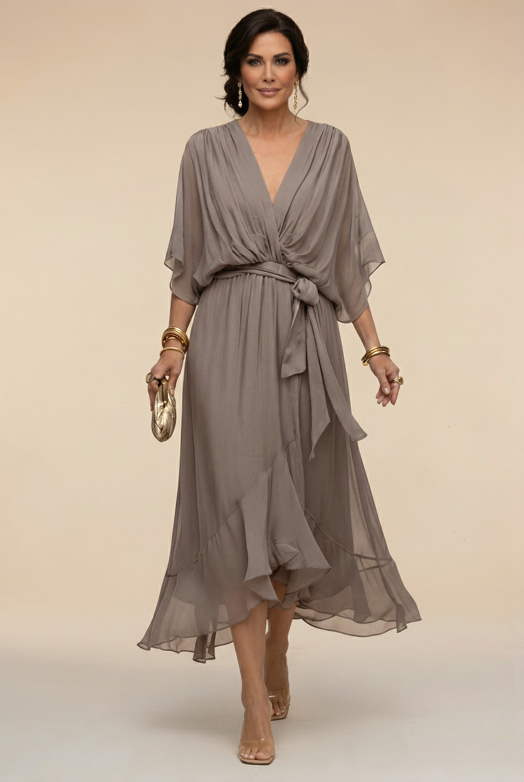 Marta™ | Vestido de chiffon con escote en V