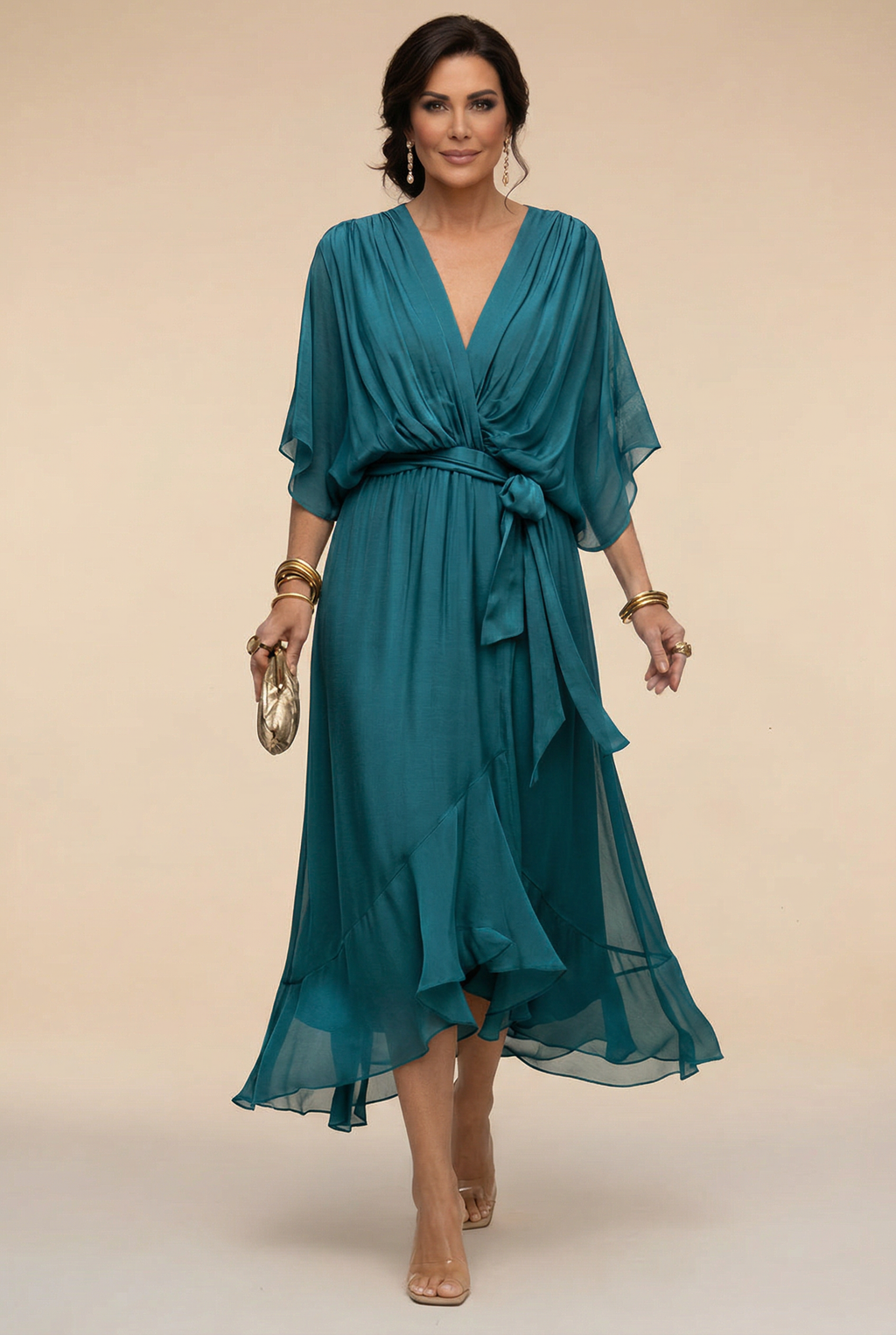 Marta™ | Vestido de chiffon con escote en V