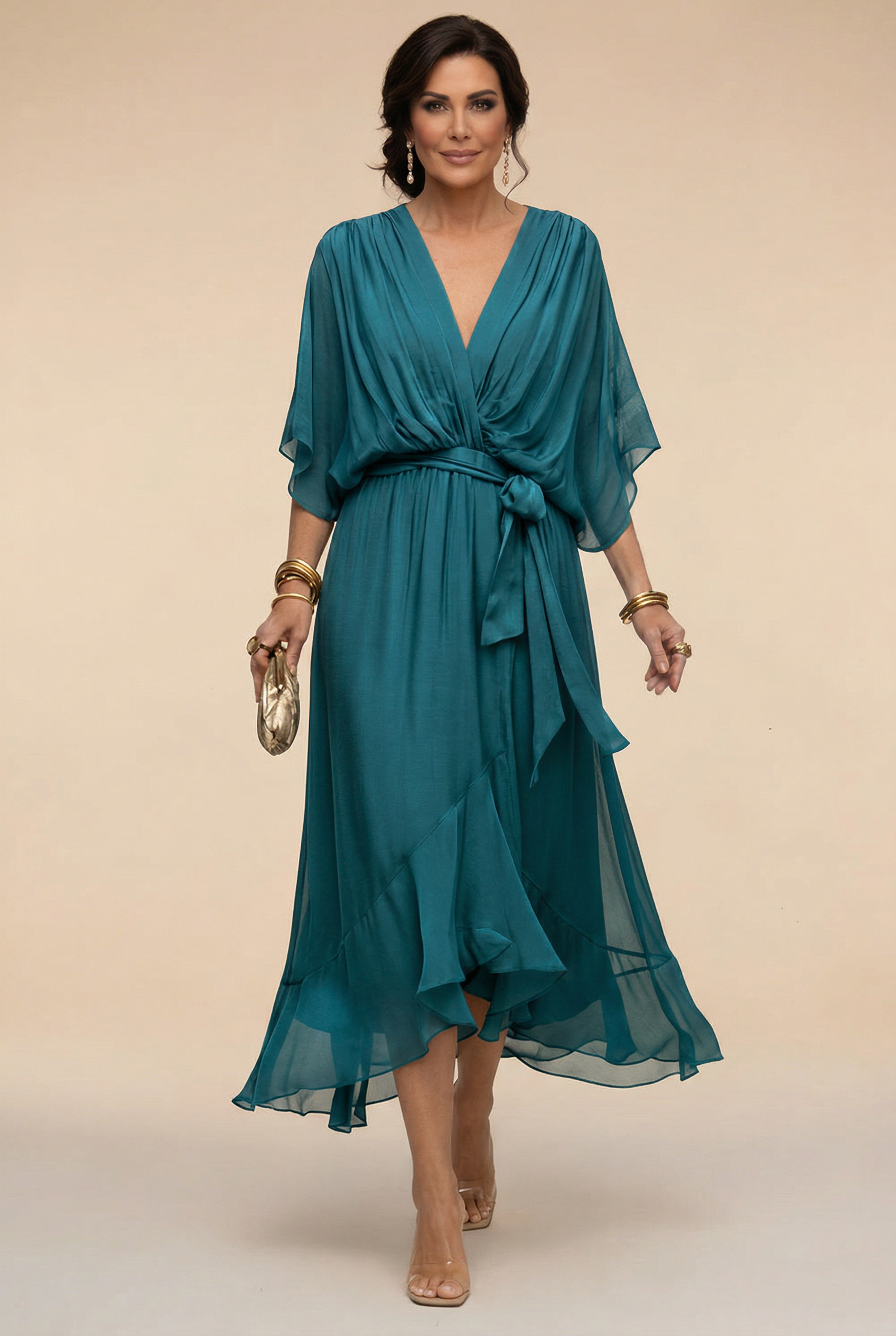 Marta™ | Vestido de chiffon con escote en V