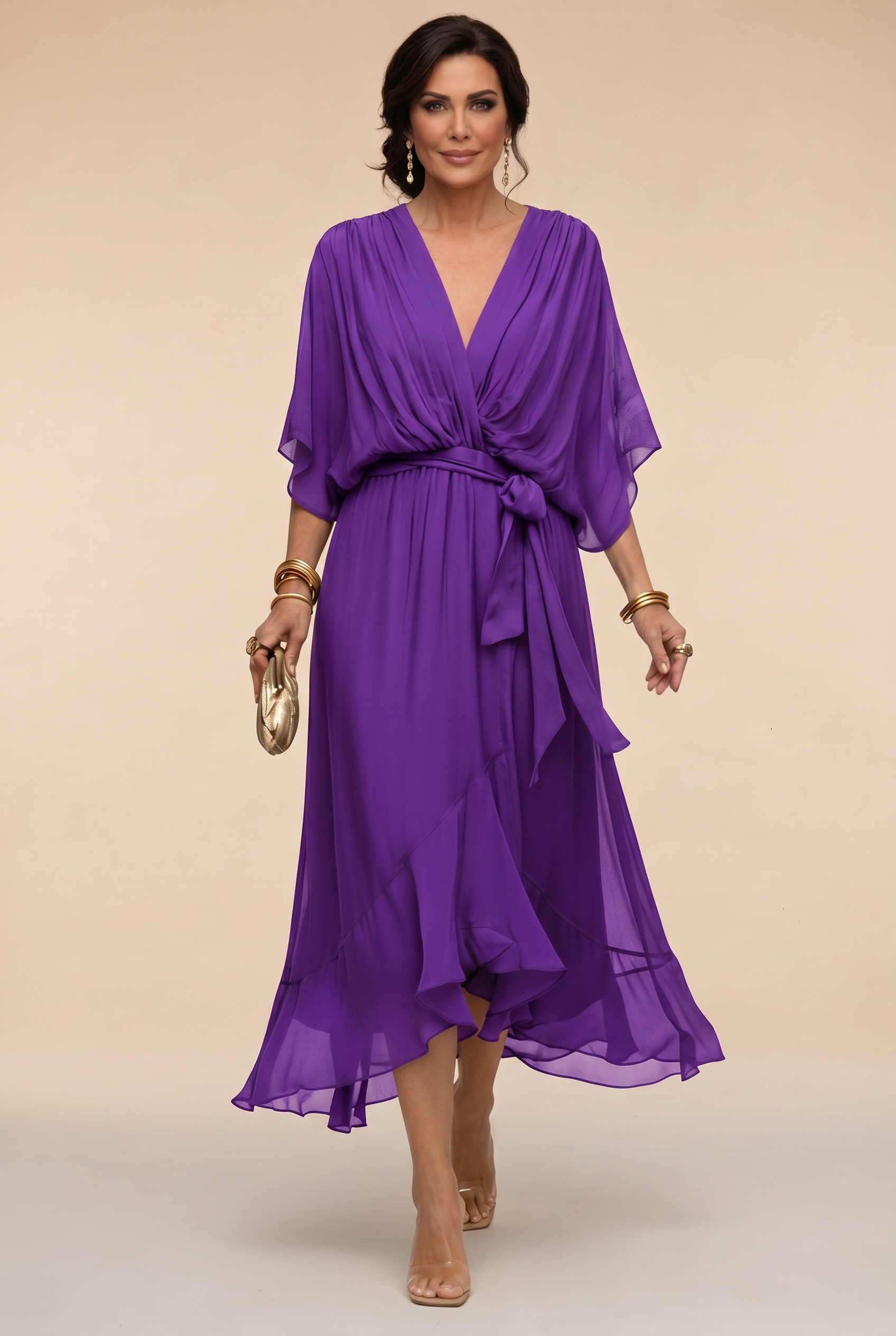 Marta™ | Vestido de chiffon con escote en V